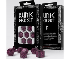 Q-Workshop 7-Piece Runic RPG Dice Set - Shimmering Black with Magenta