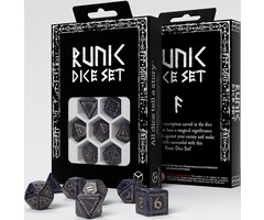 Q-Workshop 7-Piece Runic RPG Dice Set - Blue & Gold