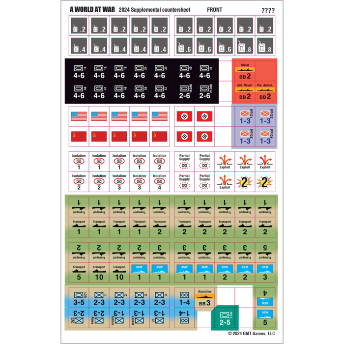 GMT Games A World At War: 2024 Counter Sheet