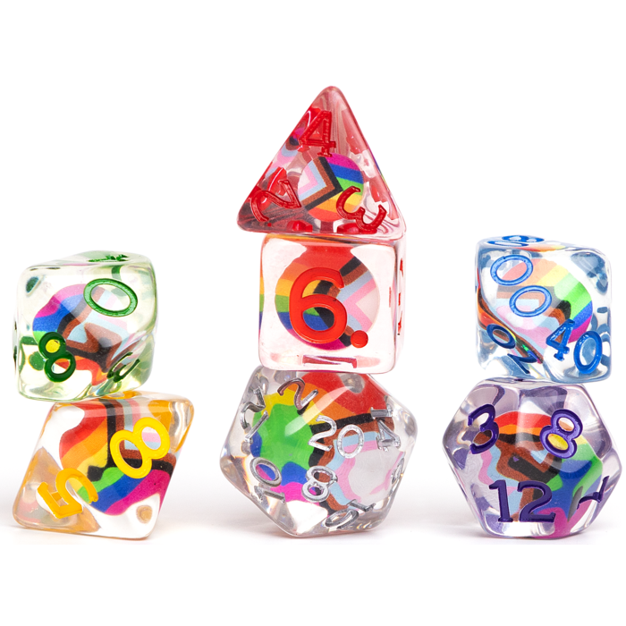 Sirius Dice 7-Piece RPG Dice Set: Inclusion - Pride Progress
