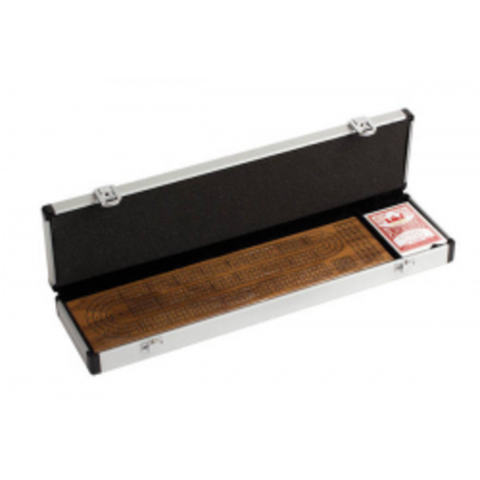 CHH 3 Track Walnut Cribbage Board In Aluminum Case