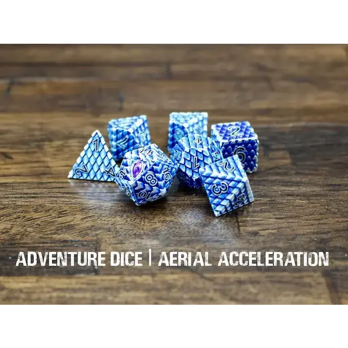 Adventure Dice 7-Piece RPG Premium Metal Dice Set: Aerial Acceleration