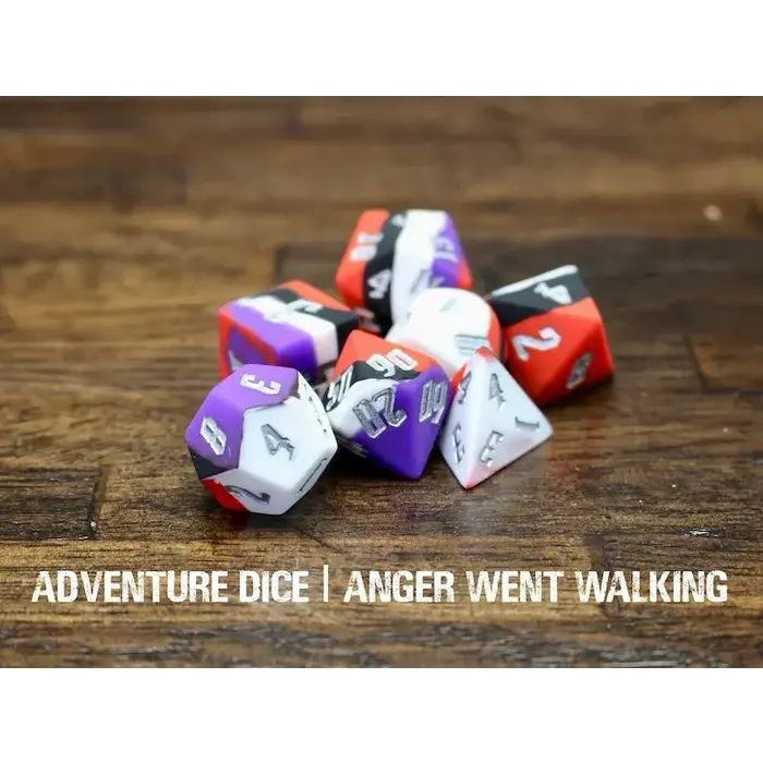 Adventure Dice 7-Piece RPG Premium Silicone Dice Set: Anger Went Walking