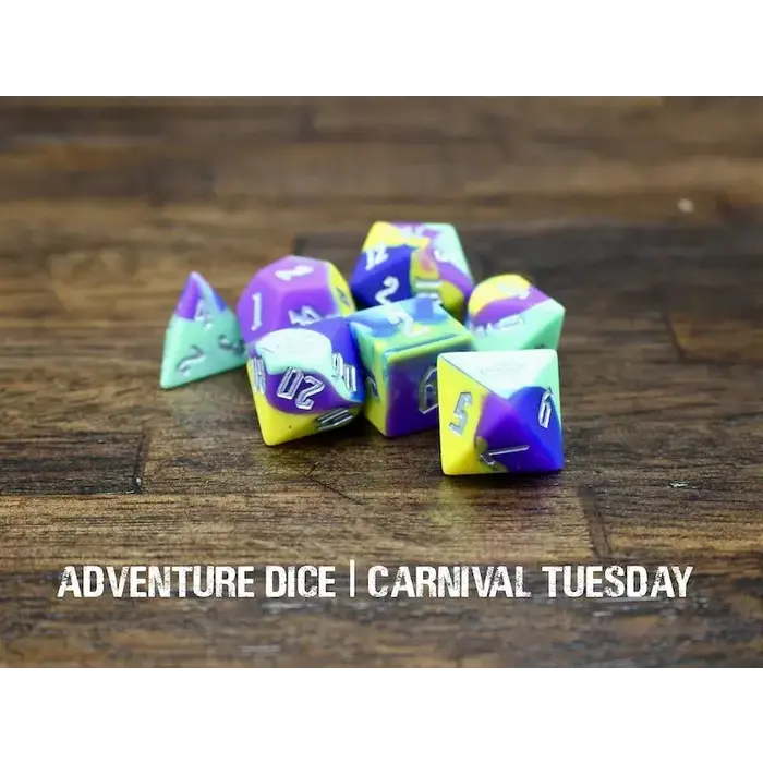 Adventure Dice 7-Piece RPG Premium Silicone Dice Set: Carnival Tuesday
