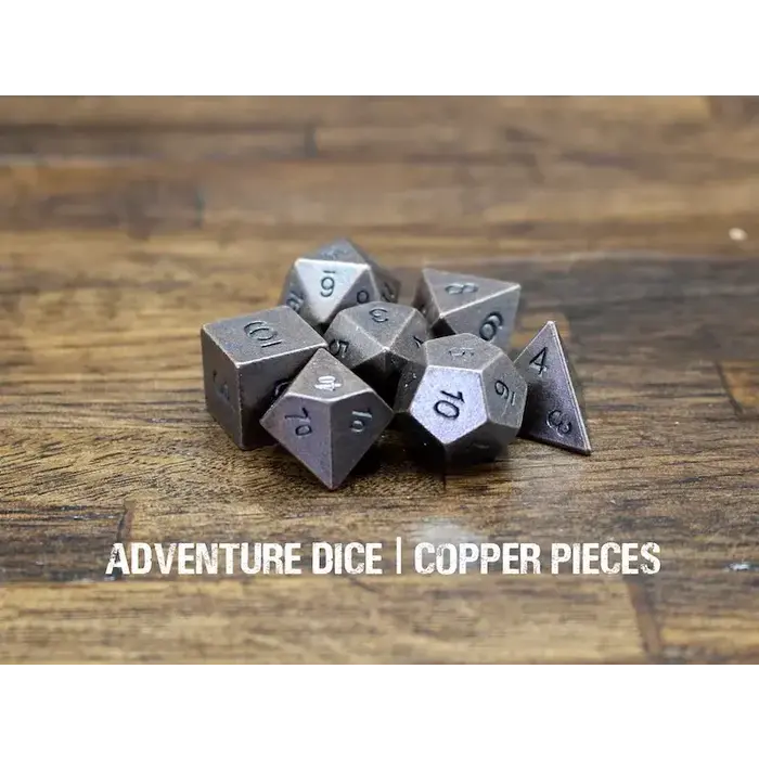 Adventure Dice 7-Piece RPG Premium Metal Dice Set: Copper Pieces