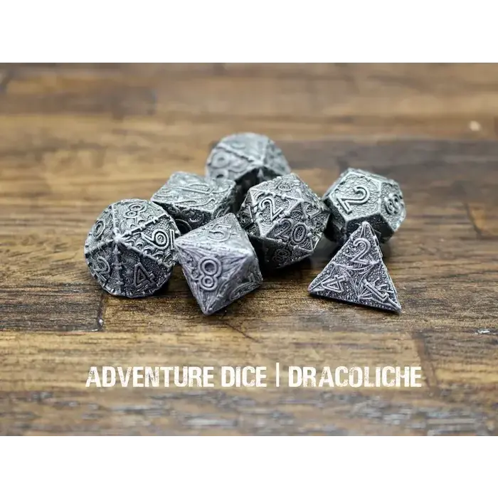 Adventure Dice 7-Piece RPG Premium Metal Dice Set: Dracoliche