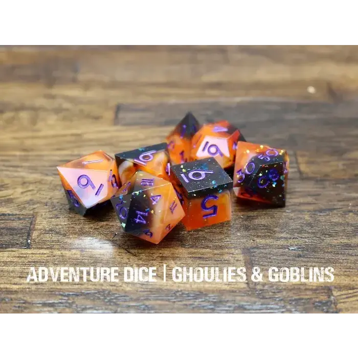 Adventure Dice 7-Piece RPG Premium Sharp Edge Dice Set: Ghoulies & Goblins