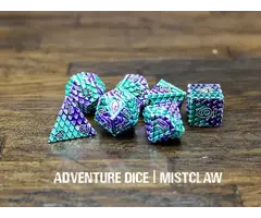 Adventure Dice 7-Piece RPG Premium Metal Dice Set: Mistclaw