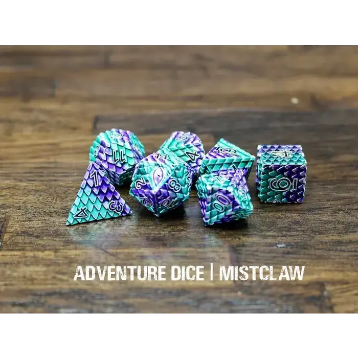 Adventure Dice 7-Piece RPG Premium Metal Dice Set: Mistclaw