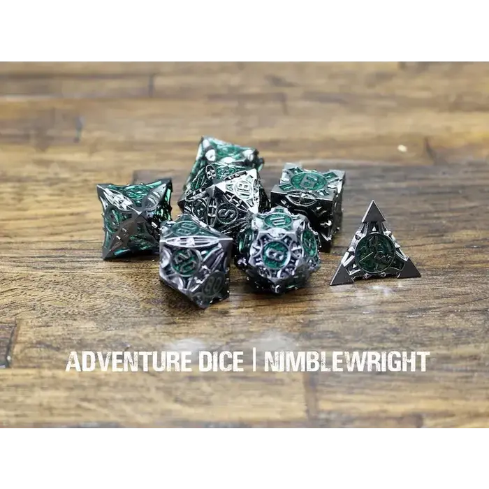 Adventure Dice 7-Piece RPG Premium Metal Dice Set: Nimblewright