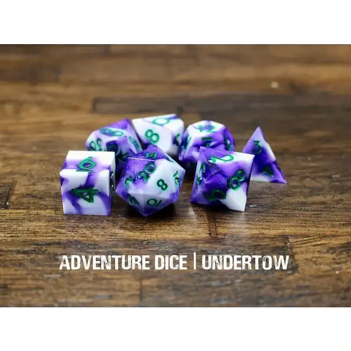 Adventure Dice 7-Piece RPG Premium Sharp Edge Dice Set: Undertow