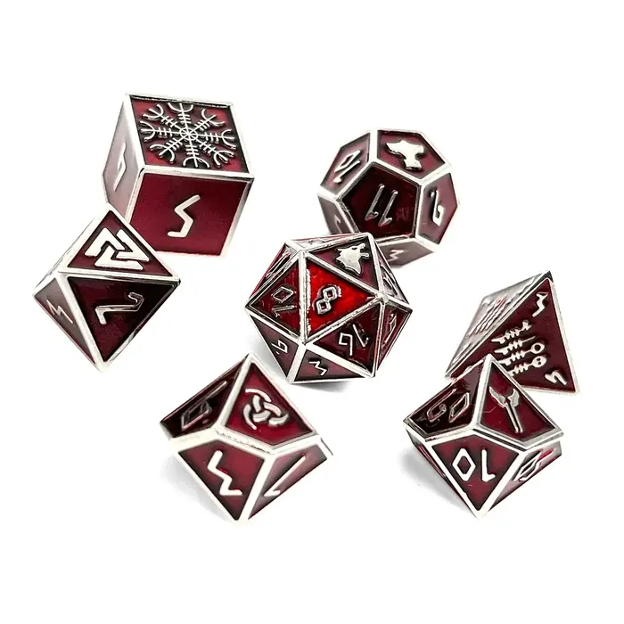 Norse Foundry 7-Piece RPG Metal Dice Set: Norse Themed - Vampire Blood
