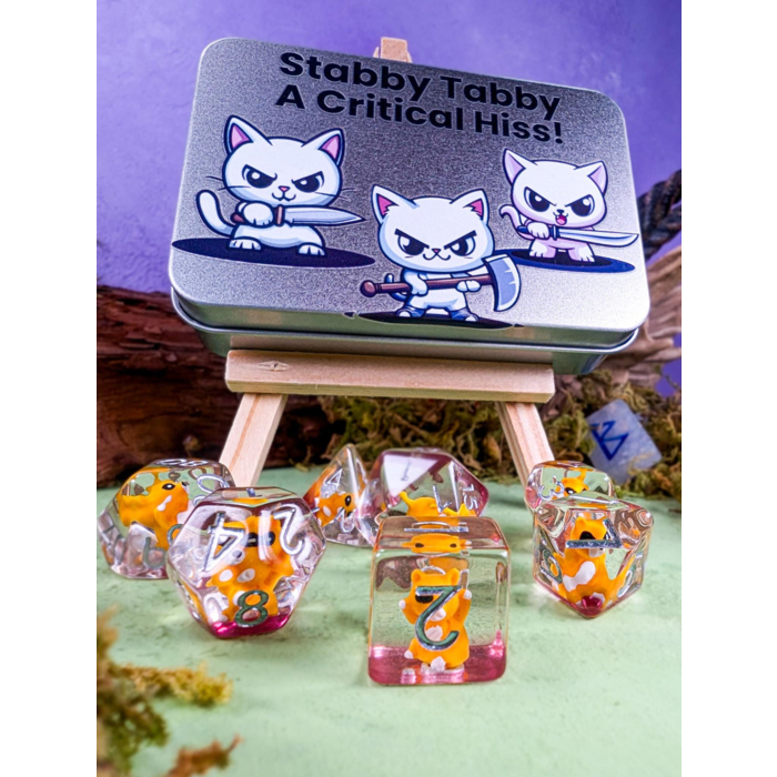 Mystery Dice Goblin 7-Piece RPG Dice Set: Stabby Tabby