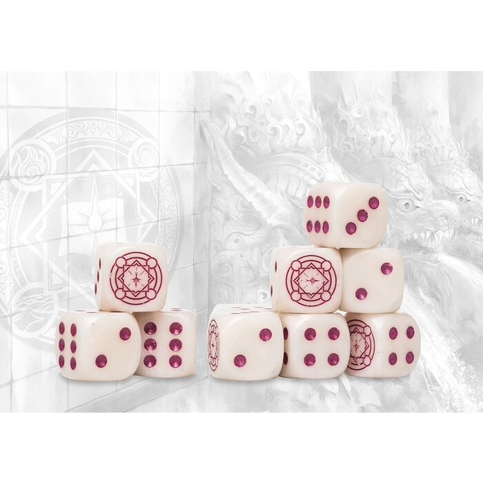 Para Bellum Wargames Conquest: Sorcerer Kings - Royal Magenta Marbled Dice Set