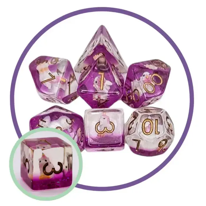 Mystery Dice Goblin 7-Piece RPG Dice Set: Mystery Dice Goblin - Pink Unicorn