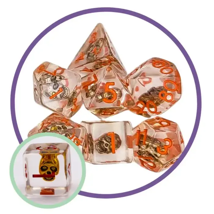 Mystery Dice Goblin 7-Piece RPG Dice Set: Mystery Dice Goblin - Golden Skull