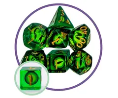 Mystery Dice Goblin 7-Piece RPG Dice Set: Mystery Dice Goblin - Green Snake Eyes
