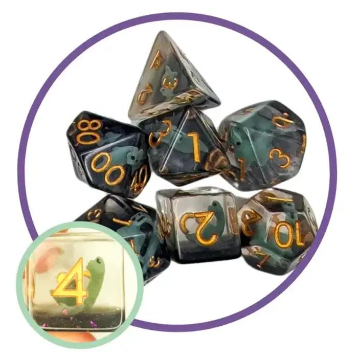 Mystery Dice Goblin 7-Piece RPG Dice Set: Mystery Dice Goblin - Brontosaurus