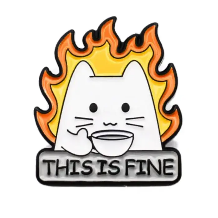 Mystery Dice Goblin Enamel Pin - Mystery Dice Goblin - This Is Fine