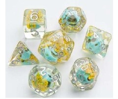 GameGenic 7-Piece RPG Dice Set - Embraced Green Skull