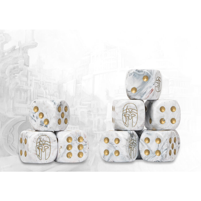 Para Bellum Wargames Conquest: City States - Light Grey Marbled Dice Set