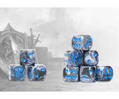Para Bellum Wargames Conquest: Hundred Kingdoms - Steel Grey Marbled Dice Set