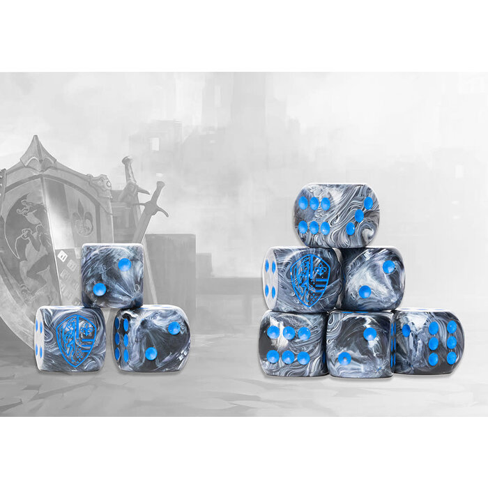 Para Bellum Wargames Conquest: Hundred Kingdoms - Steel Grey Marbled Dice Set
