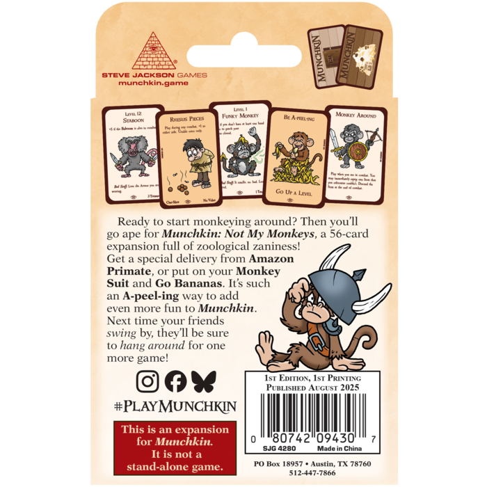 Steve Jackson Games Munchkin: Not My Monkeys Expansion