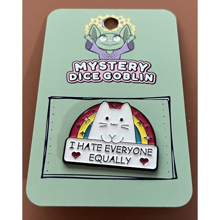 Mystery Dice Goblin Enamel Pin - Mystery Dice Goblin - I Hate Everyone Equally