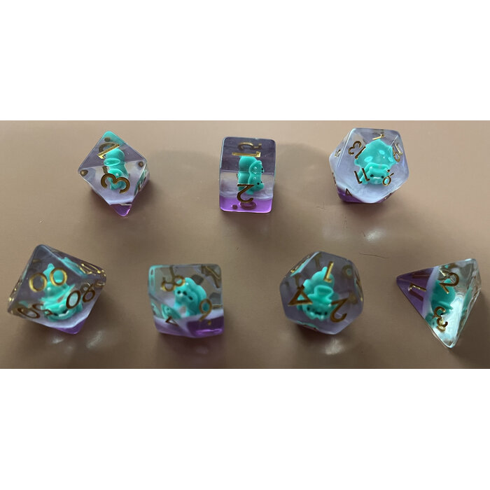 Mystery Dice Goblin 7-Piece RPG Dice Set: Mystery Dice Goblin - Triceratops