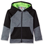 Hanes Sport™ Boy's Tech Fleece Full Zip Hoodie | Stealth Heather/Black/Forging Green