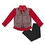 Vittorino Boys Jacquard 4 Piece Suit Set | Black Holiday Red