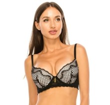 Youmita Two Tone Geo Lace Underwire Bra | Black