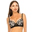 Bestline Youmita Two Tone Geo Lace Underwire Bra | Black