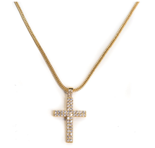 Golden Gilt Cross - Double Row Pendant 18K Plated 24"