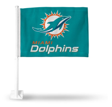 Miami Dolphins Logo Wordmark Car Flag Teal Background