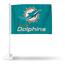 Rico Industries Miami Dolphins Logo Wordmark Car Flag Teal Background