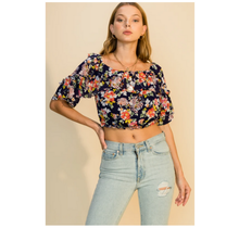 Favlux Women's Floral Crop Blouse with Ruffle Trim FL20F736