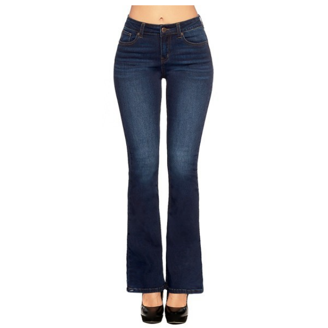 ENJEAN Women's High Rise Solid Bootcut Jeans EP3186