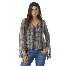 Wrangler Women's Snake Print Bell Sleeve Top LW5153M