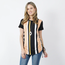 42POPS 42POPS Women's Short Sleeve Striped Top with Side Drawstring SC-45523