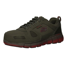 Skechers Men's  Steel Toe Telfin Saket Industrial Shoe, Charcoal Nubuck / Red 77172/CCRD