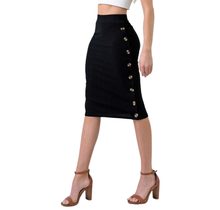 Hearts & Hips Rib Midi Skirt With Side Button Detail BR36488