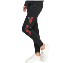 Reflex Women's Fleece Rose Embroidered Sweat Pants PA253