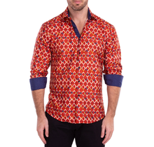 Bespoke Men's Lattice  Floral Long Sleeve Button Up Dress Shirt  212206