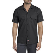 Dickies Men's Slim Fit S/S FLEX Twill Work Shirt WS673BK