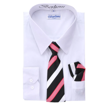 Berlioni Boys Dress Shirt with Tie/Hanky, White