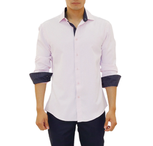 Bespoke Men's Square Microprint Long Sleeve Dress Shirt 212315