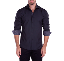 Bespoke Men's Dot Texture Long Sleeve Dress Shirt 212315 Solid Black