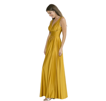 Lenovia V-Neck Empire Waisted Flare Formal Dress 5232, Mustard